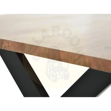 Mesa de comedor Velia para 6-8 personas en madera de acacia tapa natural base metálica negra 180x90x78cm - Giner y Colomer - 6084GYC - foto-secundaria-1