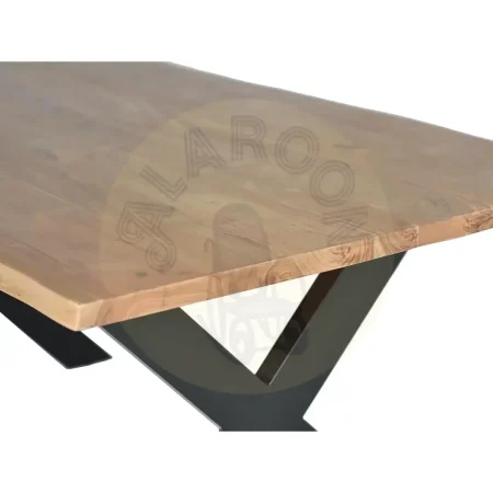 Mesa de comedor Velia para 6-8 personas en madera de acacia tapa natural base metálica negra 180x90x78cm - Giner y Colomer - 6084GYC - foto-secundaria-3