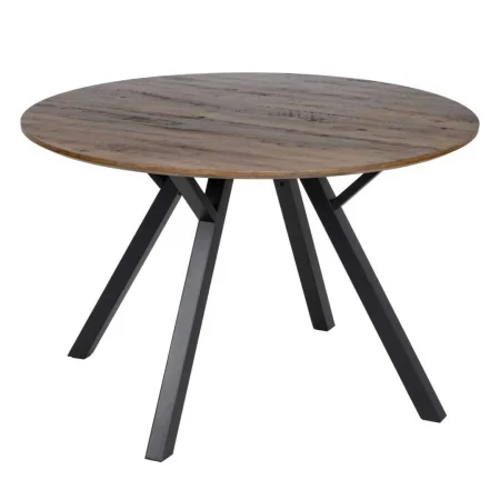 Mesa de comedor para salón marrón y negro en DM y metal 120x120x75cm - Ixia - 608698IX - foto-blanco