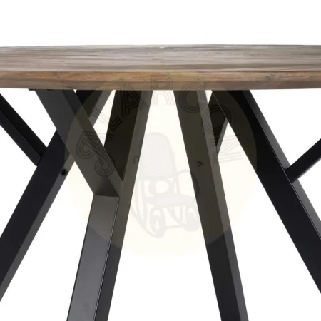 Mesa de comedor para salón marrón y negro en DM y metal 120x120x75cm - Ixia - 608698IX - foto-secundaria-3