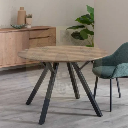 Mesa de comedor para salón marrón y negro en DM y metal 120x120x75cm - Ixia - 608698IX - foto-secundaria-7