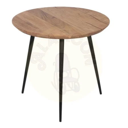 Juego de 2 mesas de centro en madera de acacia y metal acabado natural 70x70x40cm - Ixia - 608747IX - foto-secundaria-1