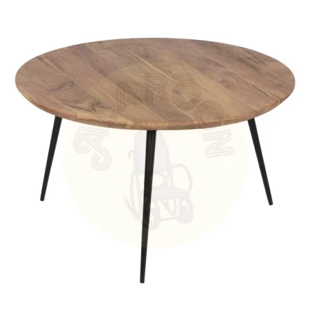 Juego de 2 mesas de centro en madera de acacia y metal acabado natural 70x70x40cm - Ixia - 608747IX - foto-secundaria-2