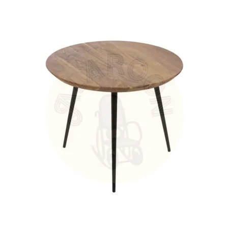 Set de 3 mesas de centro en madera de acacia y hierro acabado natural 50x50x45cm - Ixia - 608748IX - foto-secundaria-1