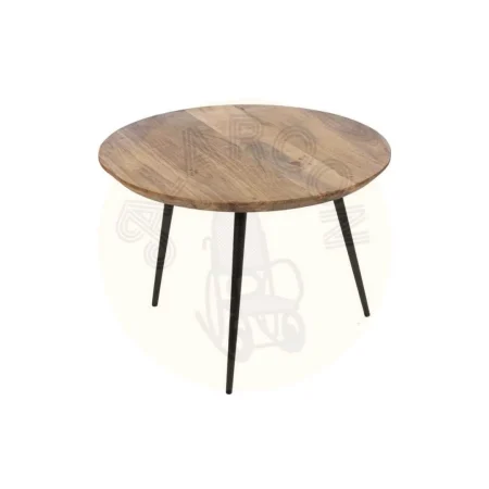 Set de 3 mesas de centro en madera de acacia y hierro acabado natural 50x50x45cm - Ixia - 608748IX - foto-secundaria-2