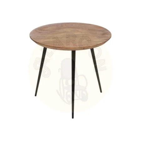 Set de 3 mesas de centro en madera de acacia y hierro acabado natural 50x50x45cm - Ixia - 608748IX - foto-secundaria-3