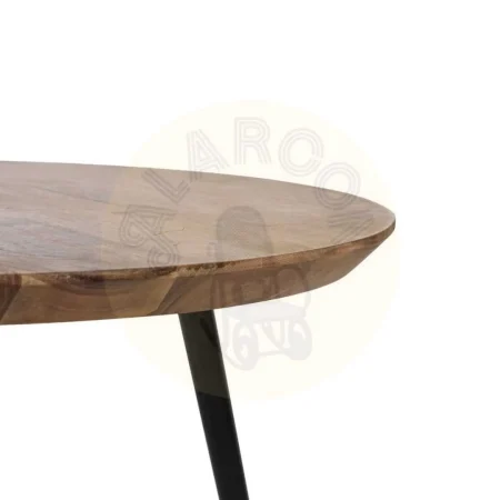 Set de 3 mesas de centro en madera de acacia y hierro acabado natural 50x50x45cm - Ixia - 608748IX - foto-secundaria-5