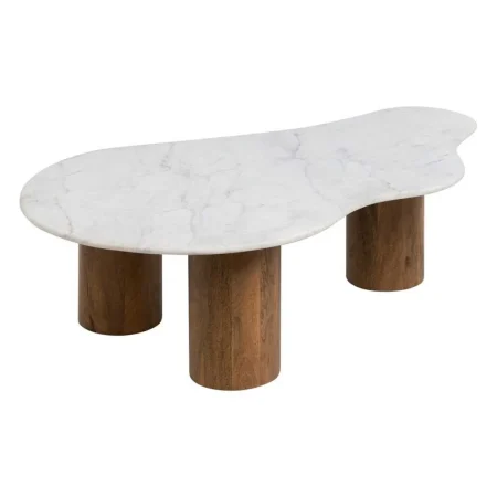 Mesa de centro blanco y natural en mármol y madera de mango 135x80x35cm - Ixia - 608770IX - foto-blanco