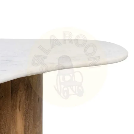 Mesa de centro blanco y natural en mármol y madera de mango 135x80x35cm - Ixia - 608770IX - foto-secundaria-3