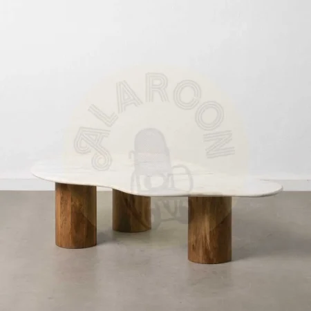 Mesa de centro blanco y natural en mármol y madera de mango 135x80x35cm - Ixia - 608770IX - foto-secundaria-8
