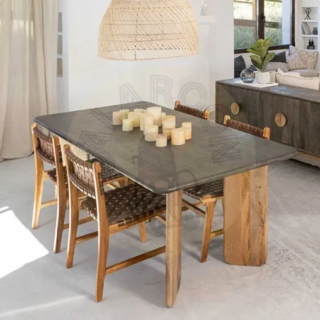 Mesa de comedor en madera de mango natural marrón 200x100x76cm - Ixia - 608869IX - foto-secundaria-7