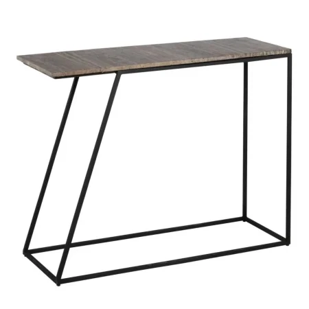 Consola marrón con sobre de mármol travertino y patas de hierro negro 102x36x85cm - Ixia - 608897IX - foto-blanco