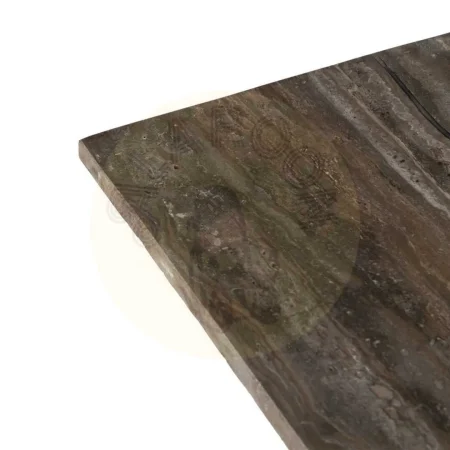 Consola marrón con sobre de mármol travertino y patas de hierro negro 102x36x85cm - Ixia - 608897IX - foto-secundaria-1