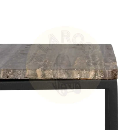 Consola marrón con sobre de mármol travertino y patas de hierro negro 102x36x85cm - Ixia - 608897IX - foto-secundaria-2