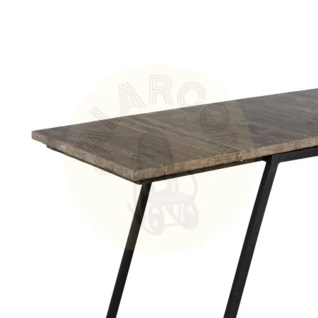 Consola marrón con sobre de mármol travertino y patas de hierro negro 102x36x85cm - Ixia - 608897IX - foto-secundaria-3
