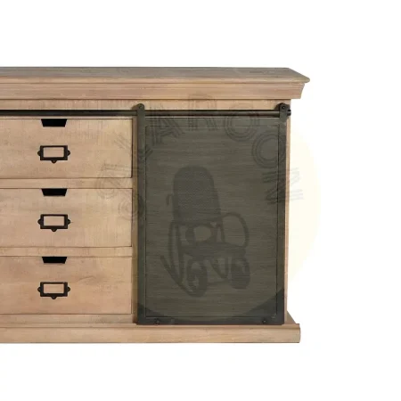 Aparador industrial de madera de mango y metal acabado natural 3 cajones y 2 puertas correderas gris oscuro 160x40x85cm - Giner y Colomer - 6088GYC - foto-secundaria-4