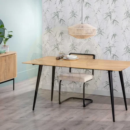 Mesa de comedor sobre madera de acacia natural estructura de hierro negro 160x90x77cm - Ixia - 608911IX - foto-secundaria-6
