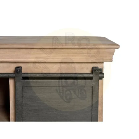 Aparador industrial en madera de mango y metal con 6 cajones y 2 puertas correderas gris oscuro envejecido 190x40x85cm - Giner y Colomer - 6089GYC - foto-secundaria-4