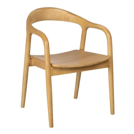 Silla de madera de olmo natural con asiento en DM para salón 55x60x77cm - Ixia - 609024IX - foto-blanco