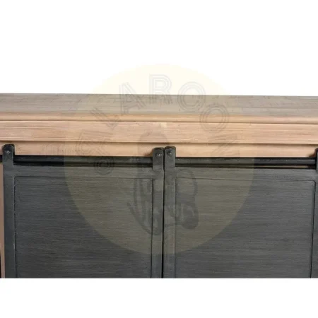 Mueble TV industrial en madera de mango y metal 3 cajones 2 puertas correderas acabado gris oscuro envejecido 150x40x55cm - Giner y Colomer - 6090GYC - foto-secundaria-3