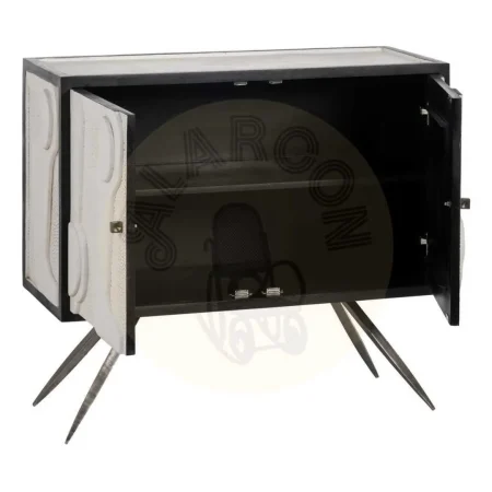 Mueble recibidor blanco y negro en madera de mango y hierro 102x41x93cm - Ixia - 609270IX - foto-secundaria-1