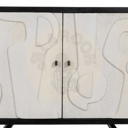 Mueble recibidor blanco y negro en madera de mango y hierro 102x41x93cm - Ixia - 609270IX - foto-secundaria-4
