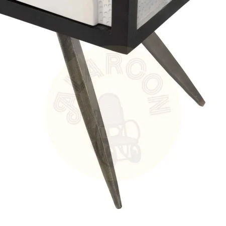 Mueble recibidor blanco y negro en madera de mango y hierro 102x41x93cm - Ixia - 609270IX - foto-secundaria-9