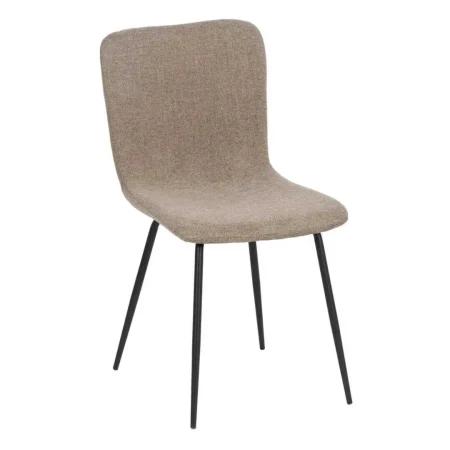 Silla tapizada beige en tejido 100% poliéster con patas de acero para salón 44x55x82cm - Ixia - 609317IX - foto-blanco
