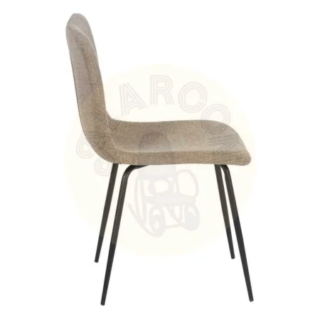 Silla tapizada beige en tejido 100% poliéster con patas de acero para salón 44x55x82cm - Ixia - 609317IX - foto-secundaria-1
