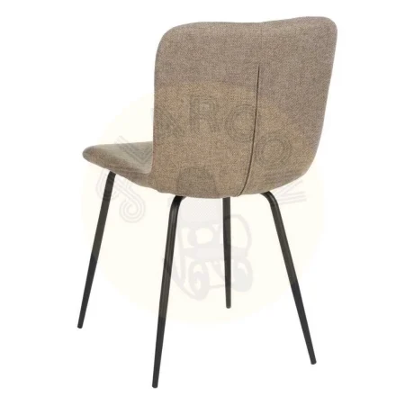 Silla tapizada beige en tejido 100% poliéster con patas de acero para salón 44x55x82cm - Ixia - 609317IX - foto-secundaria-2