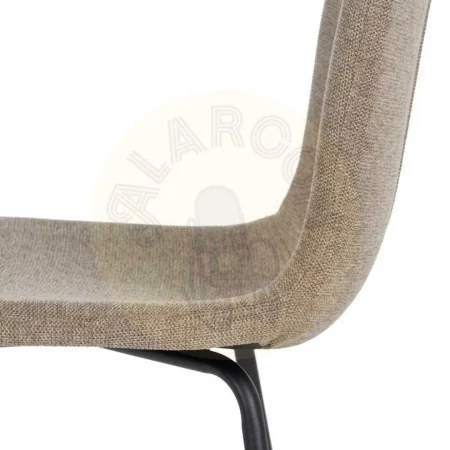 Silla tapizada beige en tejido 100% poliéster con patas de acero para salón 44x55x82cm - Ixia - 609317IX - foto-secundaria-5