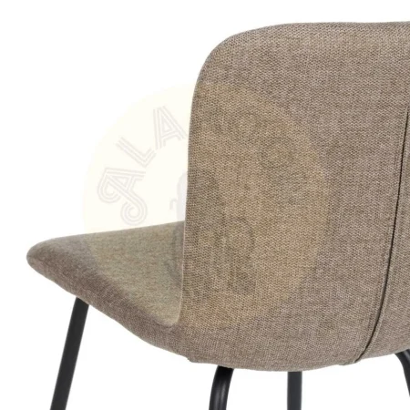 Silla tapizada beige en tejido 100% poliéster con patas de acero para salón 44x55x82cm - Ixia - 609317IX - foto-secundaria-7