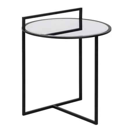 Mesita metálica con espejo negro para salón 59x59x67.50cm - Ixia - 609370IX - foto-blanco