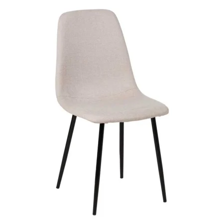 Silla tapizada crema en tejido poliéster con estructura metálica 43x52x87cm - Ixia - 609567IX - foto-blanco