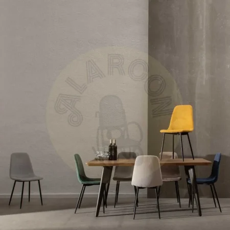 Silla tapizada taupe en tejido 100% poliéster con estructura de metal 43x52x87cm - Ixia - 609568IX - foto-secundaria-11