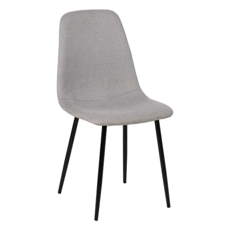 Silla comedor gris tapizada en tejido con estructura metálica 43x52x87cm - Ixia - 609572IX - foto-blanco