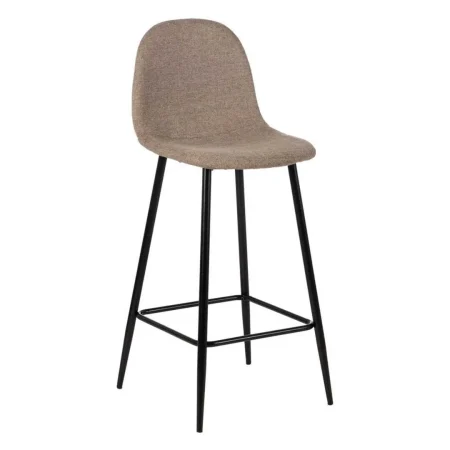 Taburete alto tapizado taupe en tejido 100% poliéster con estructura metálica para salón 45.50x45x105.50cm - Ixia - 609575IX - foto-blanco