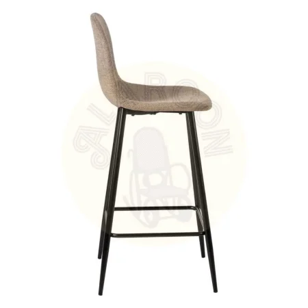 Taburete alto tapizado taupe en tejido 100% poliéster con estructura metálica para salón 45.50x45x105.50cm - Ixia - 609575IX - foto-secundaria-1