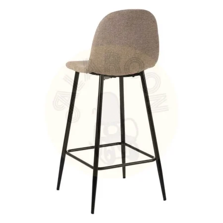 Taburete alto tapizado taupe en tejido 100% poliéster con estructura metálica para salón 45.50x45x105.50cm - Ixia - 609575IX - foto-secundaria-2