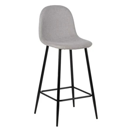 Taburete alto tapizado en tejido gris con estructura metálica altura asiento 72cm 45.50x45x105.50cm - Ixia - 609579IX - foto-blanco