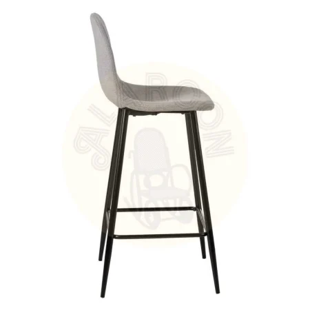 Taburete alto tapizado en tejido gris con estructura metálica altura asiento 72cm 45.50x45x105.50cm - Ixia - 609579IX - foto-secundaria-1