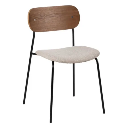 Silla tapizada para salón marrón crema estructura metálica asiento en madera contrachapada 49x53x80cm - Ixia - 609583IX - foto-blanco