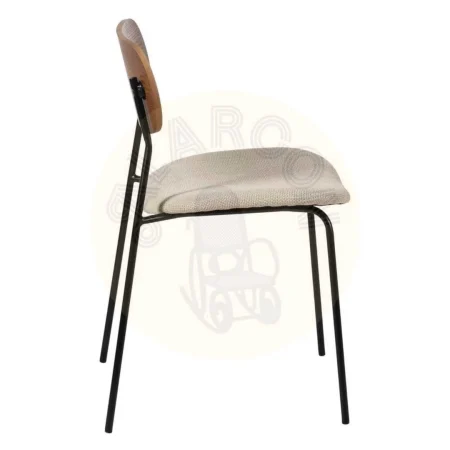Silla tapizada para salón marrón crema estructura metálica asiento en madera contrachapada 49x53x80cm - Ixia - 609583IX - foto-secundaria-1