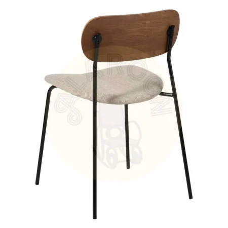 Silla tapizada para salón marrón crema estructura metálica asiento en madera contrachapada 49x53x80cm - Ixia - 609583IX - foto-secundaria-2