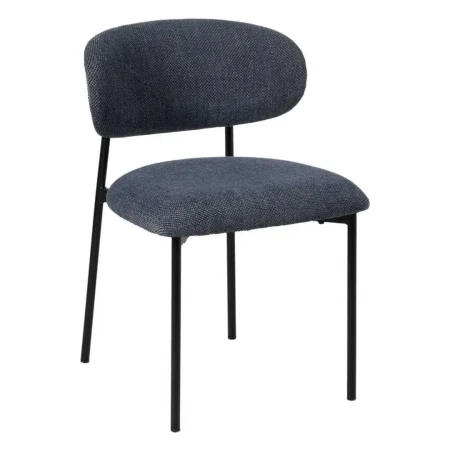 Silla tapizada azul en tejido 100% poliéster estructura metálica y asiento en madera contrachapada 50x54x73.50cm - Ixia - 609592IX - foto-blanco