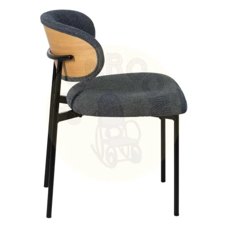 Silla tapizada azul en tejido 100% poliéster estructura metálica y asiento en madera contrachapada 50x54x73.50cm - Ixia - 609592IX - foto-secundaria-1
