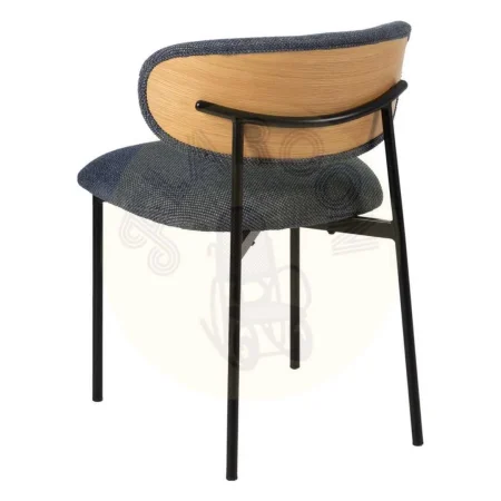 Silla tapizada azul en tejido 100% poliéster estructura metálica y asiento en madera contrachapada 50x54x73.50cm - Ixia - 609592IX - foto-secundaria-2