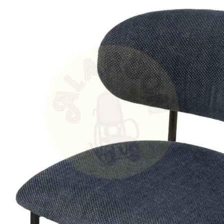 Silla tapizada azul en tejido 100% poliéster estructura metálica y asiento en madera contrachapada 50x54x73.50cm - Ixia - 609592IX - foto-secundaria-4