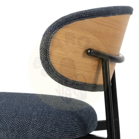 Silla tapizada azul en tejido 100% poliéster estructura metálica y asiento en madera contrachapada 50x54x73.50cm - Ixia - 609592IX - foto-secundaria-6
