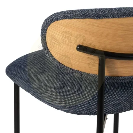 Silla tapizada azul en tejido 100% poliéster estructura metálica y asiento en madera contrachapada 50x54x73.50cm - Ixia - 609592IX - foto-secundaria-8